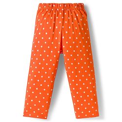 Babyhug Cotton Knit Full Sleeves Co-ords Night Suit With Polka Dot Print - Orange