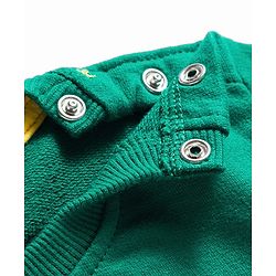 Babyhug Terry Knit Full Sleeves T-Shirt & Lounge Pant Set with Bear Print & Patch - Green