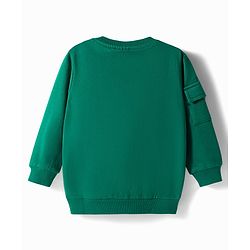 Babyhug Terry Knit Full Sleeves T-Shirt & Lounge Pant Set with Bear Print & Patch - Green