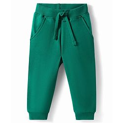 Babyhug Terry Knit Full Sleeves T-Shirt & Lounge Pant Set with Bear Print & Patch - Green