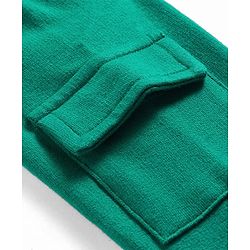 Babyhug Terry Knit Full Sleeves T-Shirt & Lounge Pant Set with Bear Print & Patch - Green