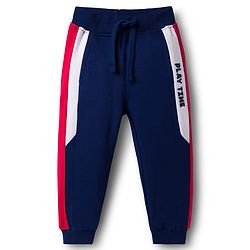 Babyhug Terry Knit Full Raglan Sleeves Hooded T-Shirt & Lounge Pant Set With Number Print - Navy Blue