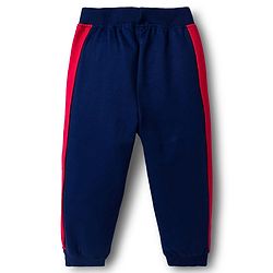 Babyhug Terry Knit Full Raglan Sleeves Hooded T-Shirt & Lounge Pant Set With Number Print - Navy Blue