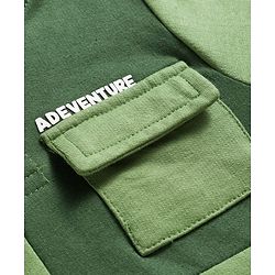 Babyhug Terry Knit Full Sleeves Hooded Sweatshirt & Lounge Pant Set With Adventure Print - Green