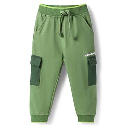 Babyhug Terry Knit Full Sleeves Hooded Sweatshirt & Lounge Pant Set With Adventure Print - Green