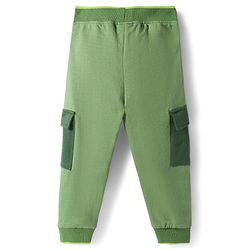 Babyhug Terry Knit Full Sleeves Hooded Sweatshirt & Lounge Pant Set With Adventure Print - Green