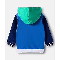 Babyhug Terry Knit Full Raglan Sleeves Cut & Sew Hooded T-Shirt & Lounge Pant Set with Explorer Print - Multicolor