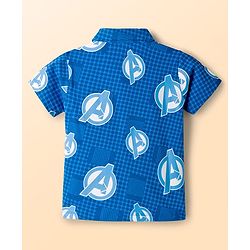 Babyhug Marvel Single Jersey Knit Half Sleeves Shirt & Shorts Set with T-Shirt & Avengers Graphic - Blue