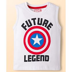 Babyhug Marvel Single Jersey Knit Half Sleeves Shirt & Shorts Set with T-Shirt & Avengers Graphic - Blue