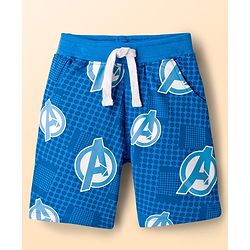 Babyhug Marvel Single Jersey Knit Half Sleeves Shirt & Shorts Set with T-Shirt & Avengers Graphic - Blue