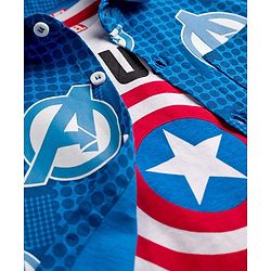 Babyhug Marvel Single Jersey Knit Half Sleeves Shirt & Shorts Set with T-Shirt & Avengers Graphic - Blue