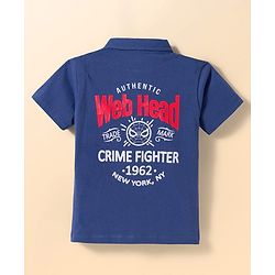 Babyhug Marvel Single Jersey Knit Half Sleeves Spider Man Printed Shirt With T-Shirt  - Navy Blue