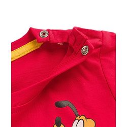 Babyhug Disney Single Jersey Knit Half Sleeves T-Shirt & Shorts Set with Mickey Mouse Graphic & Pocket Detailing - Red