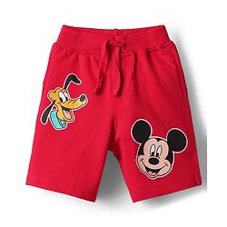 Babyhug Disney Single Jersey Knit Half Sleeves T-Shirt & Shorts Set with Mickey Mouse Graphic & Pocket Detailing - Red