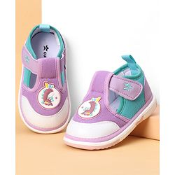 Cute Walk by Babyhug Velcro Closure Casual Shoes With Animal Applique - Purple