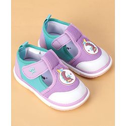 Cute Walk by Babyhug Velcro Closure Casual Shoes With Animal Applique - Purple
