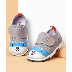 Cute Walk by Babyhug Casual Shoes With Velcro Closure & Bunny Face Applique - Grey
