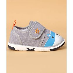 Cute Walk by Babyhug Casual Shoes With Velcro Closure & Bunny Face Applique - Grey