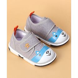 Cute Walk by Babyhug Casual Shoes With Velcro Closure & Bunny Face Applique - Grey