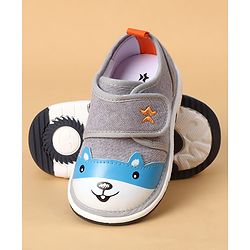 Cute Walk by Babyhug Casual Shoes With Velcro Closure & Bunny Face Applique - Grey