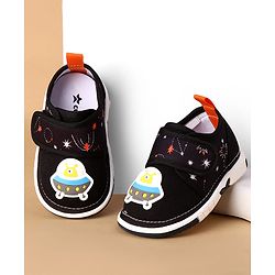 Cute Walk by Babyhug Velcro Closure Casual Shoes With Space Theme Print & Applique - Navy Blue