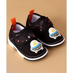 Cute Walk by Babyhug Velcro Closure Casual Shoes With Space Theme Print & Applique - Navy Blue