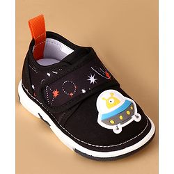 Cute Walk by Babyhug Velcro Closure Casual Shoes With Space Theme Print & Applique - Navy Blue