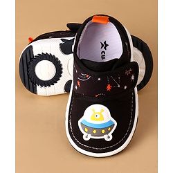 Cute Walk by Babyhug Velcro Closure Casual Shoes With Space Theme Print & Applique - Navy Blue