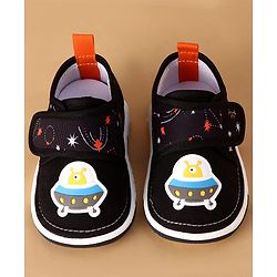 Cute Walk by Babyhug Velcro Closure Casual Shoes With Space Theme Print & Applique - Navy Blue