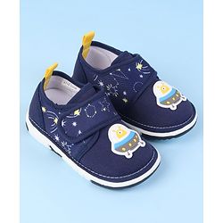Cute Walk by Babyhug Velcro Closure Casual Shoes With Space Theme Print & Applique - Navy Blue