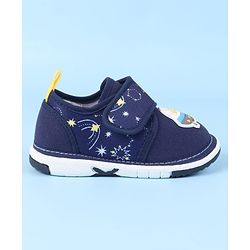 Cute Walk by Babyhug Velcro Closure Casual Shoes With Space Theme Print & Applique - Navy Blue