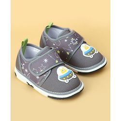 Cute Walk by Babyhug Velcro Closure Casual Shoes With Space Theme Print & Applique - Navy Blue
