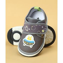 Cute Walk by Babyhug Velcro Closure Casual Shoes With Space Theme Print & Applique - Navy Blue