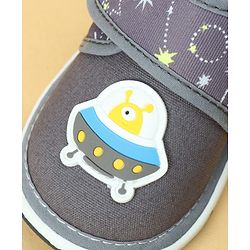 Cute Walk by Babyhug Velcro Closure Casual Shoes With Space Theme Print & Applique - Navy Blue