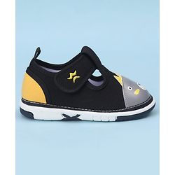 Cute Walk by Babyhug Casual Shoes With Velcro Closure & Face Applique - Black