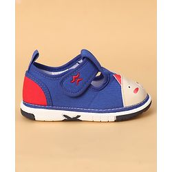 Cute Walk by Babyhug Casual Shoes With Velcro Closure & Face Applique - Black