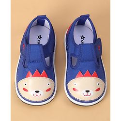 Cute Walk by Babyhug Casual Shoes With Velcro Closure & Face Applique - Black