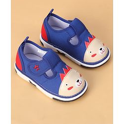 Cute Walk by Babyhug Casual Shoes With Velcro Closure & Face Applique - Black