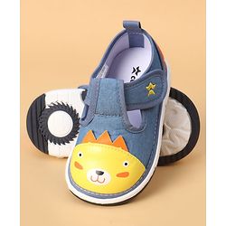 Cute Walk by Babyhug Casual Shoes With Velcro Closure & Face Applique - Black