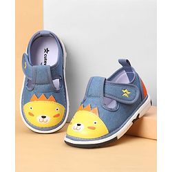Cute Walk by Babyhug Casual Shoes With Velcro Closure & Face Applique - Black