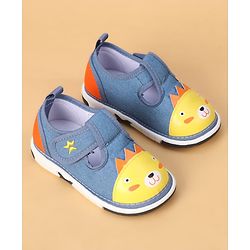 Cute Walk by Babyhug Casual Shoes With Velcro Closure & Face Applique - Black