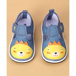 Cute Walk by Babyhug Casual Shoes With Velcro Closure & Face Applique - Black