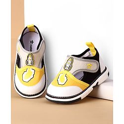 Cute Walk by Babyhug Velcro Closure Casual Shoes With Rocket Print & Applique - Yellow