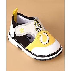 Cute Walk by Babyhug Velcro Closure Casual Shoes With Rocket Print & Applique - Yellow