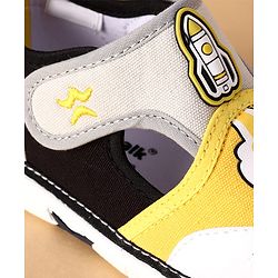 Cute Walk by Babyhug Velcro Closure Casual Shoes With Rocket Print & Applique - Yellow