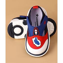 Cute Walk by Babyhug Velcro Closure Casual Shoes With Rocket Print & Applique - Yellow