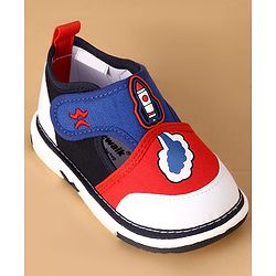 Cute Walk by Babyhug Velcro Closure Casual Shoes With Rocket Print & Applique - Yellow