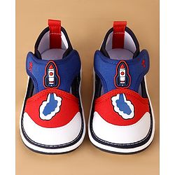 Cute Walk by Babyhug Velcro Closure Casual Shoes With Rocket Print & Applique - Yellow
