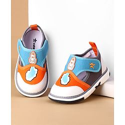 Cute Walk by Babyhug Velcro Closure Casual Shoes With Rocket Print & Applique - Yellow