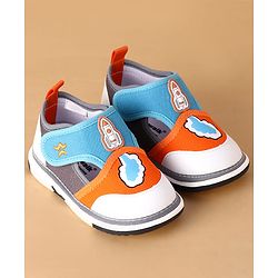 Cute Walk by Babyhug Velcro Closure Casual Shoes With Rocket Print & Applique - Yellow